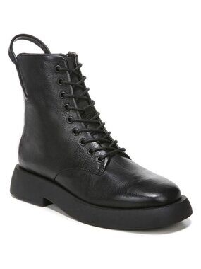 SARTO A-ELLERA Leather Lace-Up Chunky Lug Sole Combat Boots Black Women's 9M